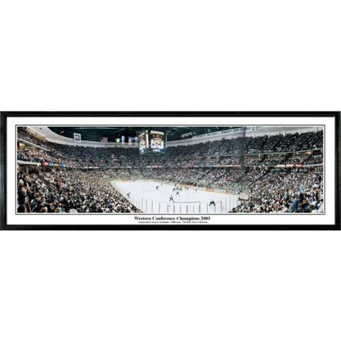 Anaheim Mighty Ducks "western Conference Champions 2003"  - 13.5"x39" Standard Black Frame