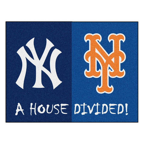 Yankees - Mets  MLB House Divided NFL All-Star Floor Mat (34x45)