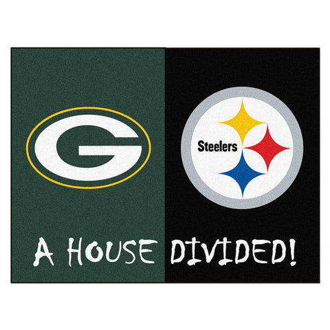 Green Bay Packers-Pittsburgh Steelers NFL House Divided NFL All-Star Floor Mat (34x45)