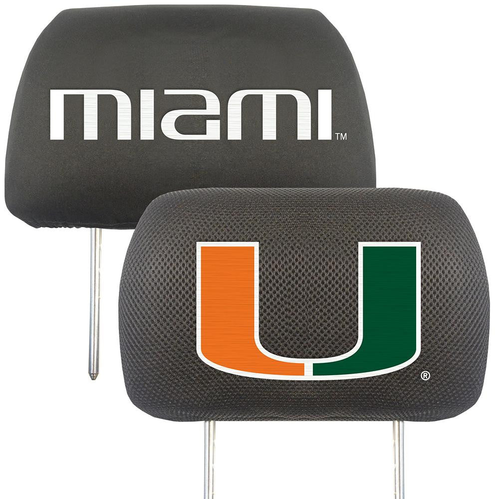 Miami Hurricanes Ncaa Polyester Head Rest Cover (2 Pack)