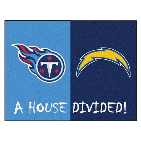 San Diego Chargers-Tennessee Titans NFL House Divided NFL All-Star Floor Mat (34x45)