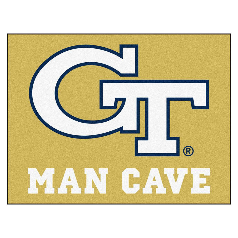 Georgia Tech Yellowjackets Ncaa Man Cave "all-star" Floor Mat (34in X 45in)