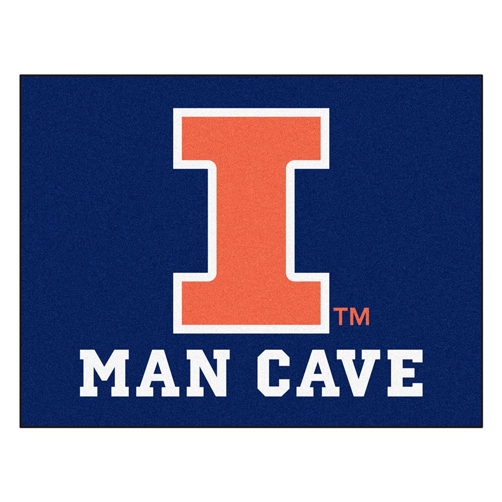 Illinois Fighting Illini Ncaa Man Cave "all-star" Floor Mat (34in X 45in)