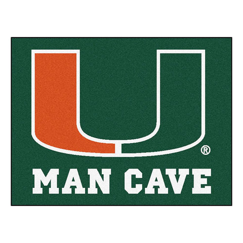 Miami Hurricanes Ncaa Man Cave "all-star" Floor Mat (34in X 45in)