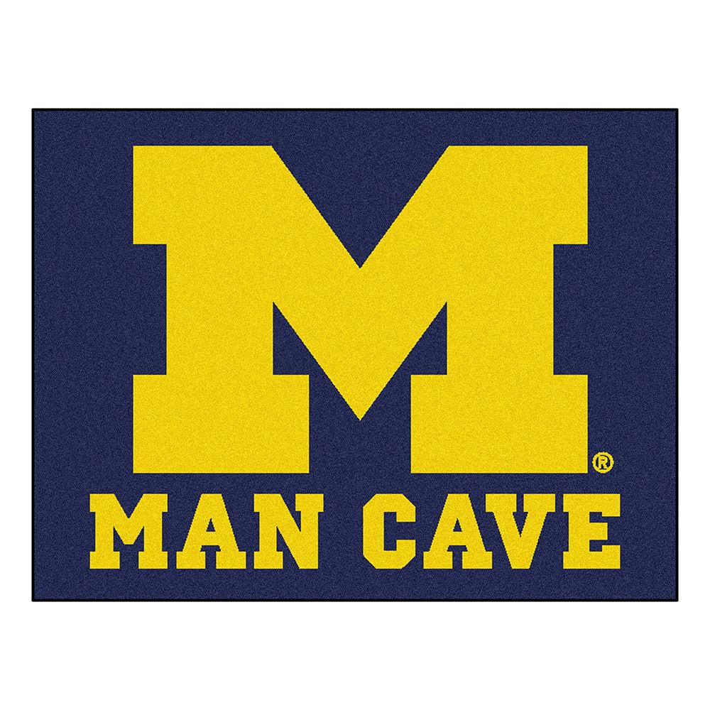 Michigan Wolverines Ncaa Man Cave "all-star" Floor Mat (34in X 45in)