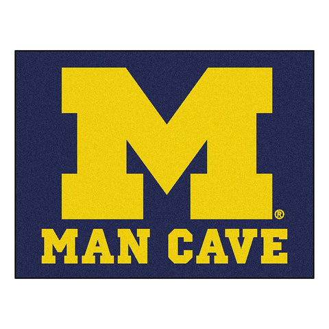 Michigan Wolverines Ncaa Man Cave "all-star" Floor Mat (34in X 45in)