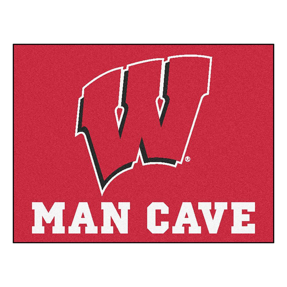 Wisconsin Badgers Ncaa Man Cave "all-star" Floor Mat (34in X 45in)