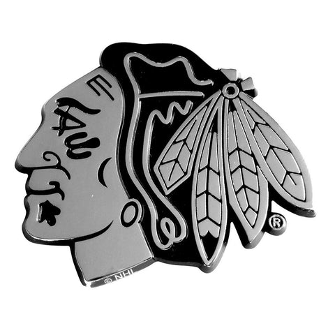 Chicago Blackhawks NHL Chrome Car Emblem (2.3in x 3.7in)