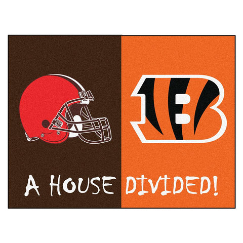 Cleveland Browns-Cincinnati Bengals NFL House Divided NFL All-Star Floor Mat (34x45)