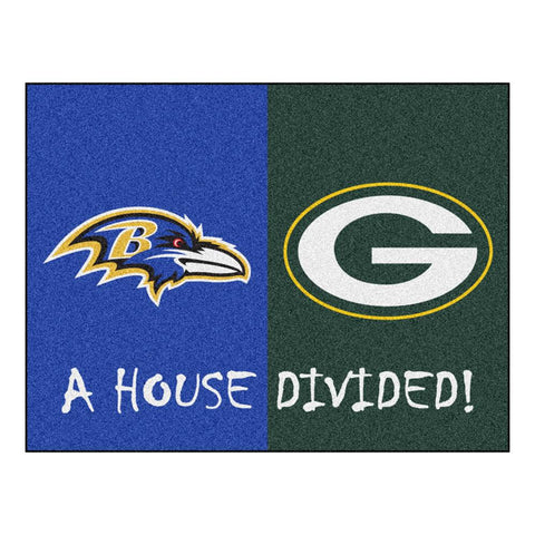 Baltimore Ravens-Green Bay Packers NFL House Divided NFL All-Star Floor Mat (34x45)