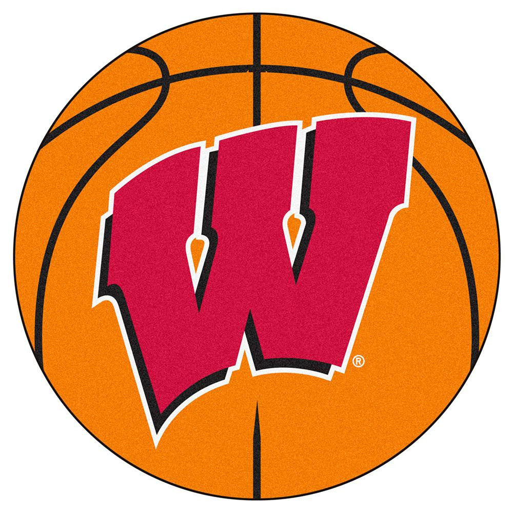 Wisconsin Badgers Ncaa "basketball" Round Floor Mat (29") W Logo