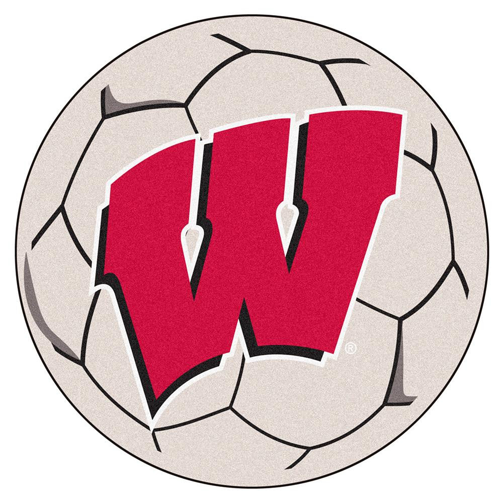 Wisconsin Badgers Ncaa "soccer Ball" Round Floor Mat (29") W Logo