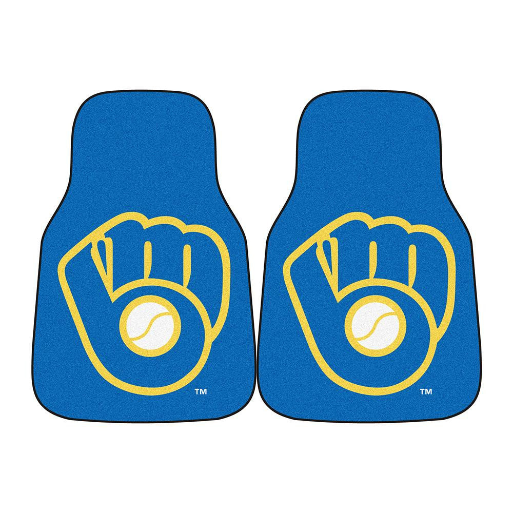 Milwaukee Brewers MLB 2-Piece Printed Carpet Car Mats (18x27)