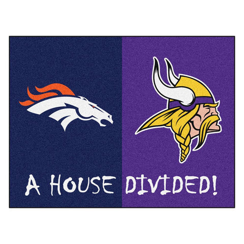 Denver Broncos-Minnesota Vikings NFL House Divided NFL All-Star Floor Mat (34x45)
