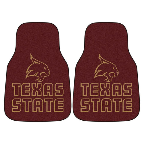 Texas State Bobcats Ncaa 2-piece Printed Carpet Car Mats (18"x27")