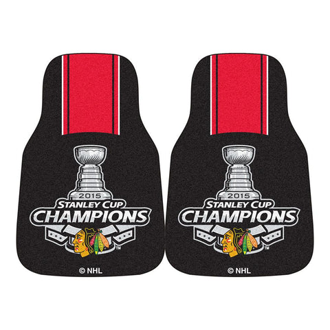 Chicago Blackhawks 2015 NHL Stanley Cup Champions 2-Piece Printed Carpet Car Mats (18x27)