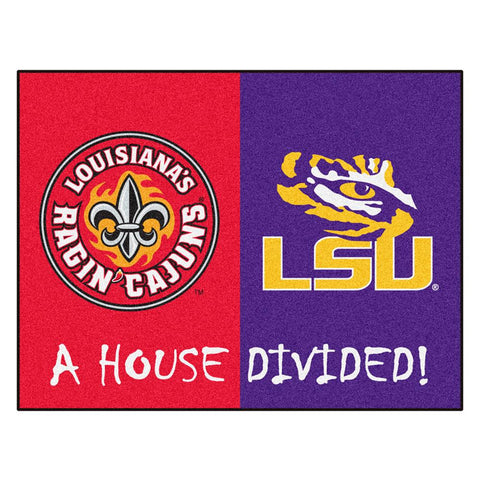 Louisiana Lafayette Ragin Cajuns-lsu Tigers Ncaa House Divided "all-star" Floor Mat (34"x45")