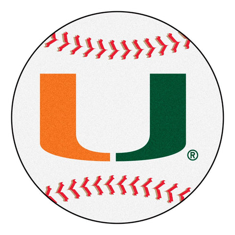 Miami Hurricanes Ncaa "baseball" Round Floor Mat (29") U Logo