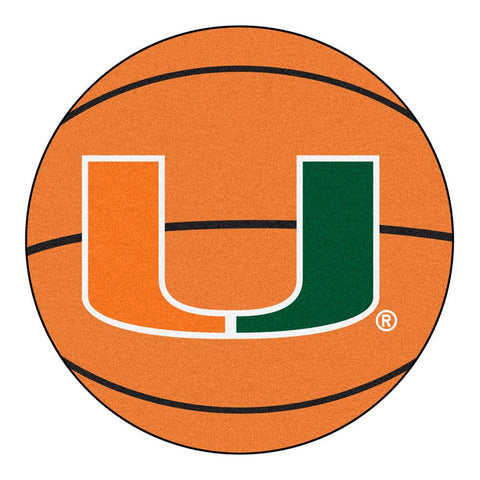 Miami Hurricanes Ncaa "basketball" Round Floor Mat (29") U Logo