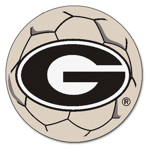 Georgia Bulldogs Ncaa "soccer Ball" Round Floor Mat (29") G Logo On Red