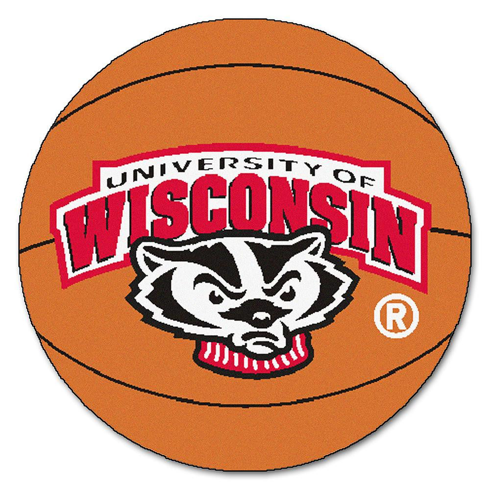 Wisconsin Badgers Ncaa "basketball" Round Floor Mat (29") Badger Logo