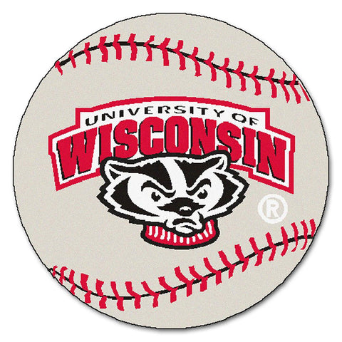 Wisconsin Badgers Ncaa "baseball" Round Floor Mat (29") Badger Logo