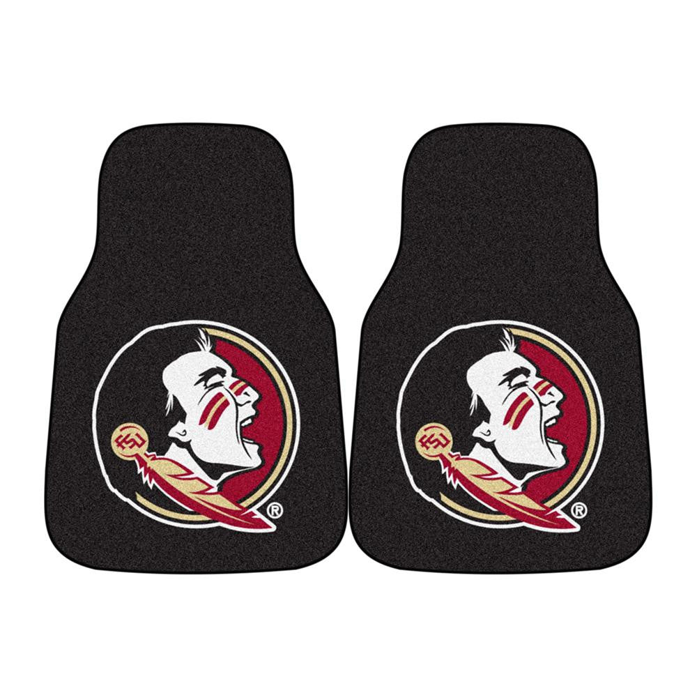 Florida State Seminoles Ncaa Car Floor Mats (2 Front) Seminole Logo On Black