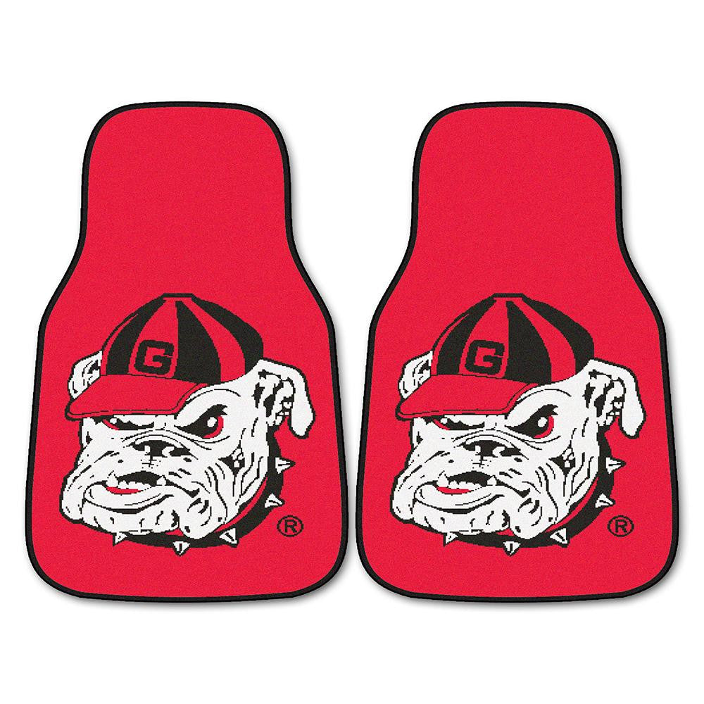 Georgia Bulldogs Ncaa Car Floor Mats (2 Front) Bulldog Logo On Red