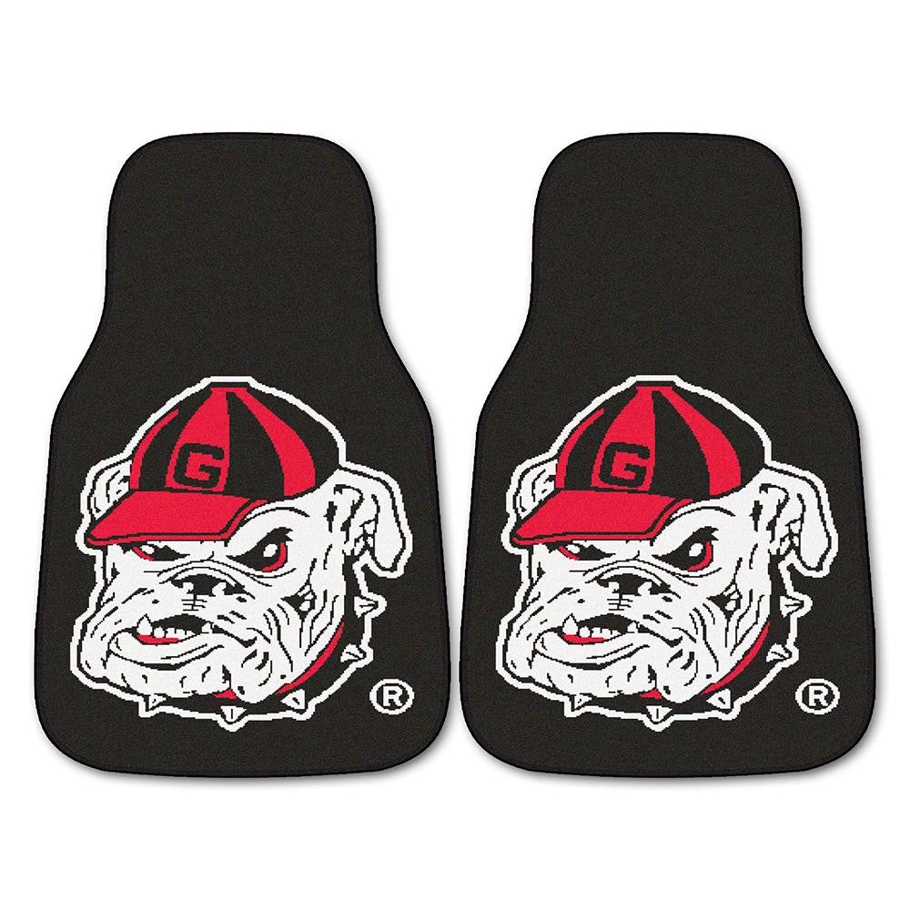 Georgia Bulldogs Ncaa Car Floor Mats (2 Front) Bulldog Logo On Black