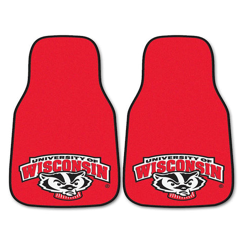 Wisconsin Badgers Ncaa Car Floor Mats (2 Front) Badger Logo