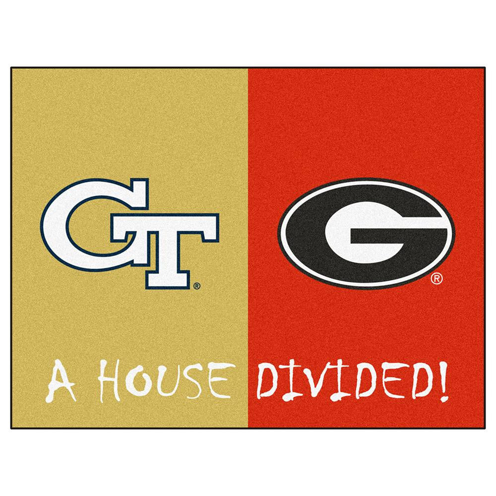 Georgia Tech Yellowjackets-georgia Bulldogs Ncaa House Divided Ncaa "all-star" Floor Mat (34"x45")