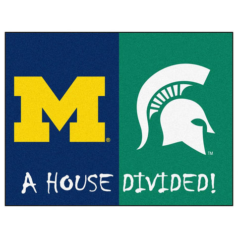 Michigan Wolverines-michigan State Spartans Ncaa House Divided Ncaa "all-star" Floor Mat (34"x45")