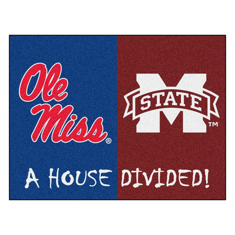 Mississippi Rebels- Mississippi St Bulldogs Ncaa House Divided Ncaa "all-star" Floor Mat (34"x45")