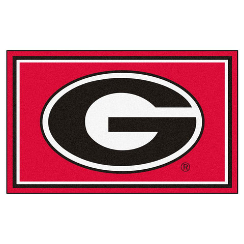 Georgia Bulldogs Ncaa Floor Rug (4'x6') G Logo On Red