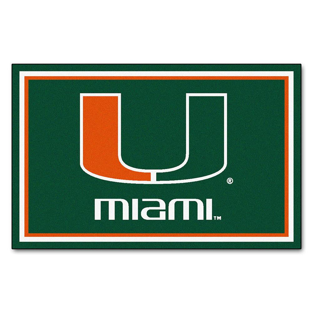 Miami Hurricanes Ncaa Floor Rug (4'x6') U Logo