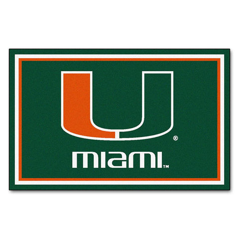 Miami Hurricanes Ncaa Floor Rug (4'x6') U Logo