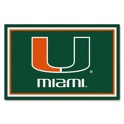 Miami Hurricanes Ncaa Floor Rug (60"x96") U Logo