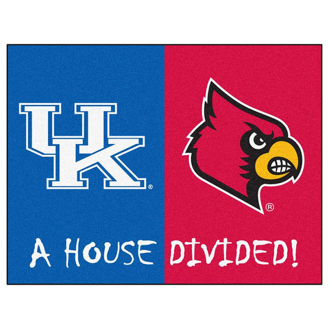 Kentucky Wildcats - Louisville Cardinals House Divided Ncaa "all-star" Floor Mat (34"x45")
