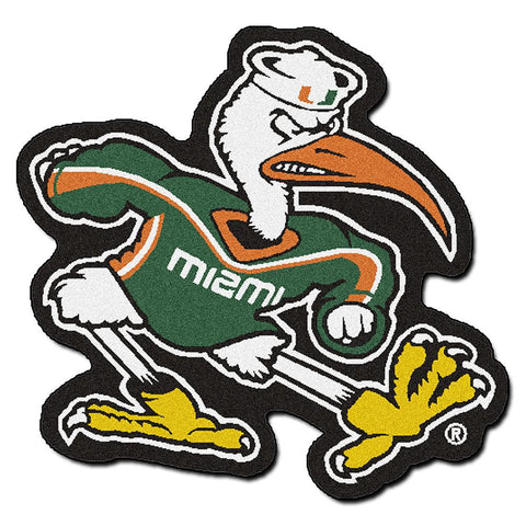 Miami Hurricanes Ncaa "cut-out" Floor Mat (sebastian The Ibis)