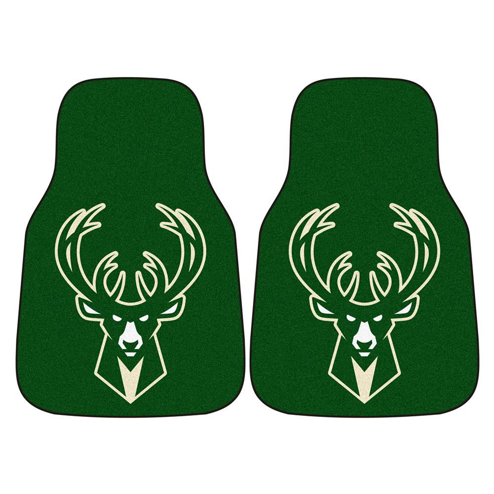 Milwaukee Bucks NBA 2-Piece Printed Carpet Car Mats (18x27)