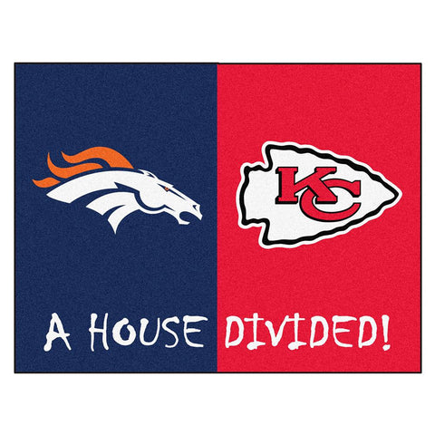 Denver Broncos-Kansas City Chiefs NFL House Divided NFL All-Star Floor Mat (34x45)