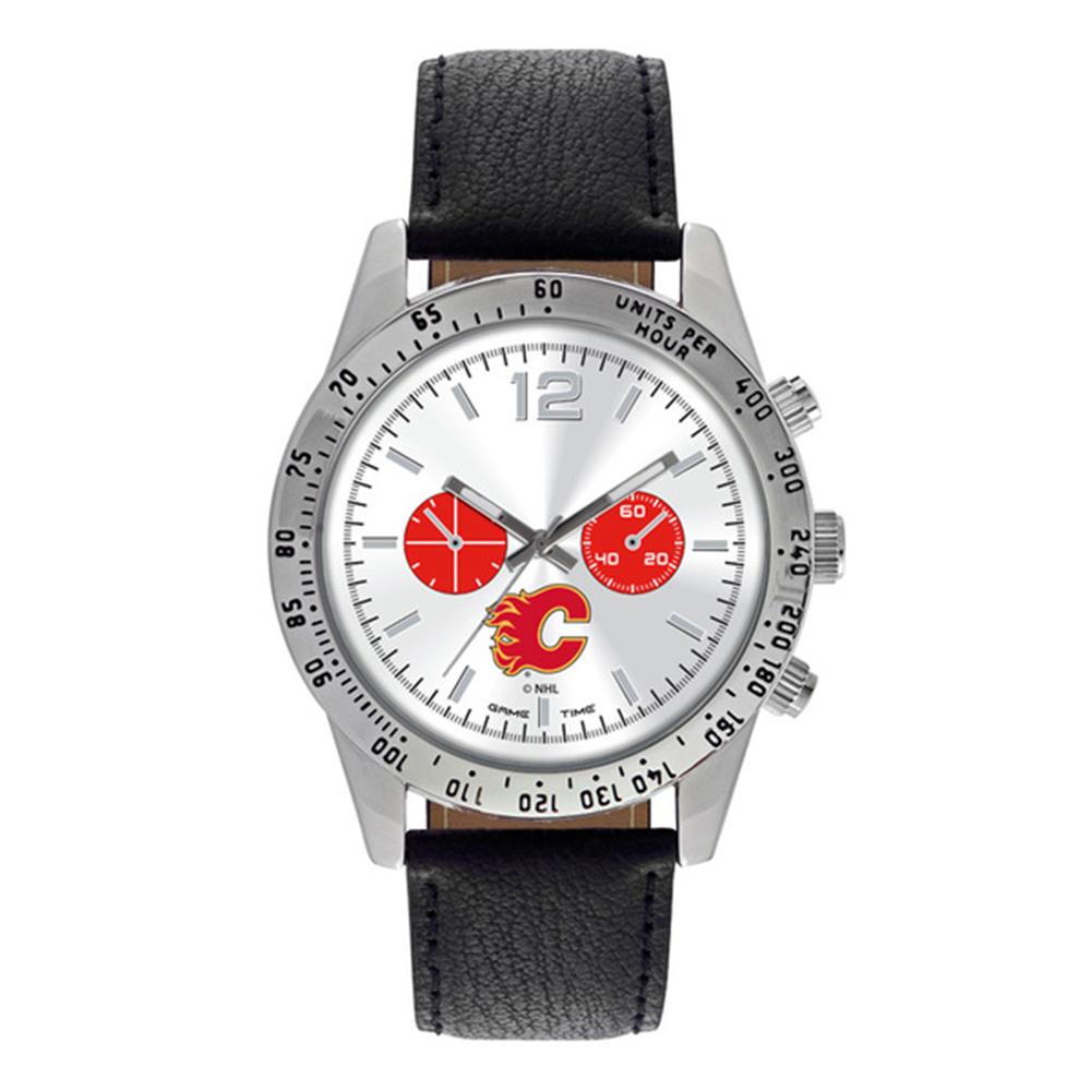 Calgary Flames Nhl Mens "letterman Series" Quartz Analog Watch