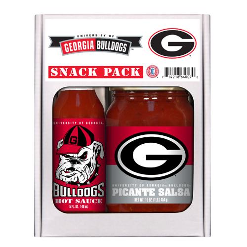 Georgia Bulldogs Ncaa Snack Pack (5oz Hot Sauce, 16oz Picante Salsa)