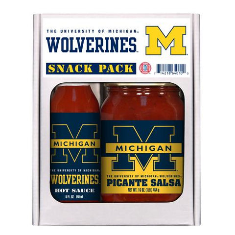 Michigan Wolverines Ncaa Snack Pack (5oz Hot Sauce, 16oz Picante Salsa)