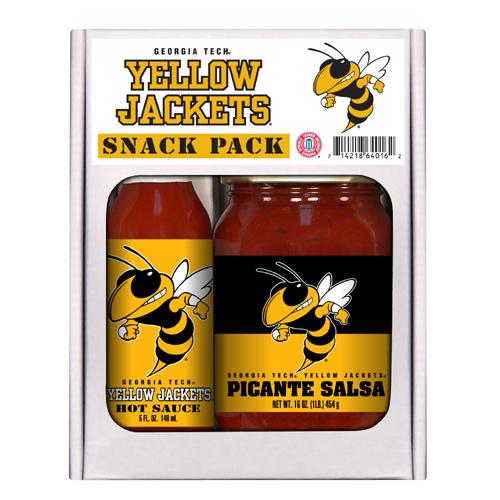 Georgia Tech Yellowjackets Ncaa Snack Pack (5oz Hot Sauce, 16oz Picante Salsa)