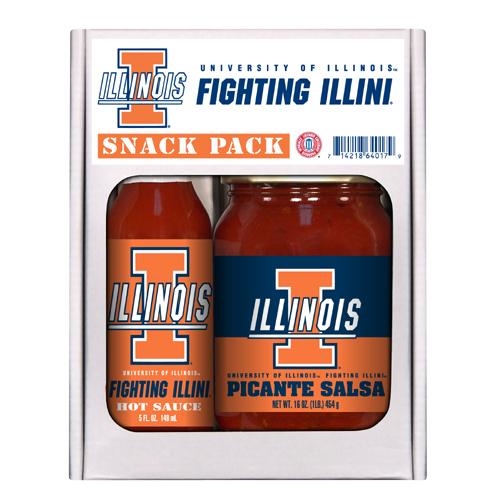 Illinois Fighting Illini Ncaa Snack Pack (5oz Hot Sauce, 16oz Picante Salsa)