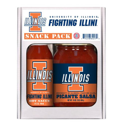 Illinois Fighting Illini Ncaa Snack Pack (5oz Hot Sauce, 16oz Picante Salsa)