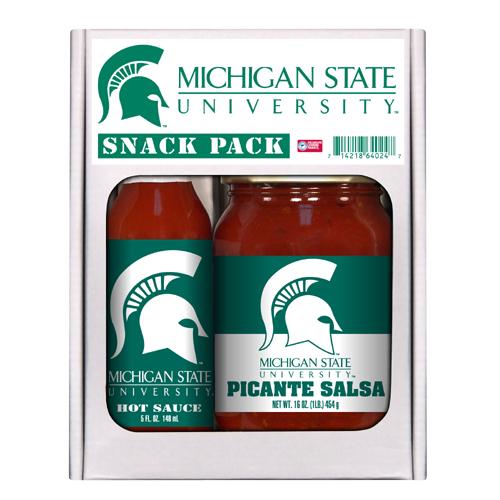 Michigan State Spartans Ncaa Snack Pack (5oz Hot Sauce, 16oz Picante Salsa)