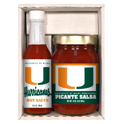 Miami Hurricanes Ncaa Snack Pack (5oz Hot Sauce, 16oz Picante Salsa)