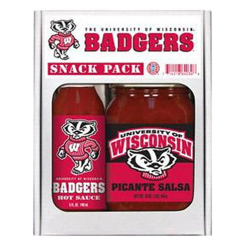 Wisconsin Badgers Ncaa Snack Pack (5oz Hot Sauce, 16oz Picante Salsa)